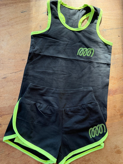 Gemmez Rhinestones Set Front of tank top and shorts