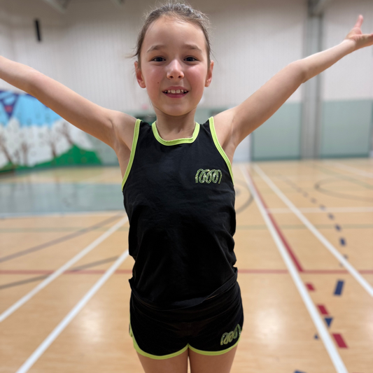 Gymnast wearing rhinestones training set